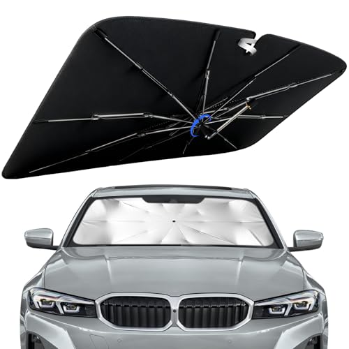 Windshield Sun Shade for BMW 3 Series 2019-2026 with 360° Rotating Shaft, Custom Fit Umbrella Sunshade for UV Blocking, Interior Heat Protection, Easy Storage - size: Fit for BMW 3 Series 2019-2026