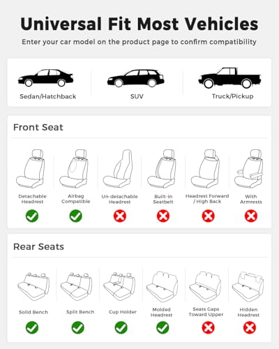 Huidasource Beige Seat Covers, Nappa Leather Car Seat Covers, Velcro Adjustable, Compatible with Airbags, Armrests, Child Seat, Universal Fit for Most Cars, Vans, Trucks, SUVs (Full Set/Beige) - color: 01FS# Beige01, size: 5pcs Full Set