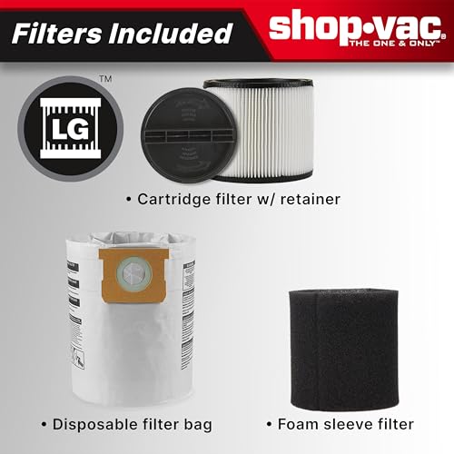 Shop-Vac 5761011 10 Gallon Wet/Dry Shop Vacuum, 4.5 Peak HP, 1.5 Inch Diameter x 7 Foot Hose, 12 Foot Cord, Ideal for Home, Garage, and Workshop Cleaning