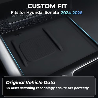 Wireless Charging Protective Mat for Hyundai Sonata 2026 2025 2024, Interior Accessories Center Console Silicone Anti-Slip Wireless Charger Cover Pad Protector for 2024-2026 Sonata, Black - style: Fits for Hyundai Sonata 2024-2026
