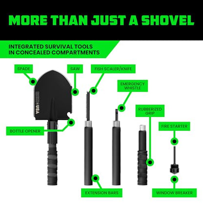 Rhino USA Survival Shovel w/Pick - Heavy Duty Carbon Steel Military Style Entrenching Tool for Off Road, Camping, Gardening, Beach, Digging Dirt, Sand, Mud & Snow. (Survival Shovel) - size: Ultimate 31" Survival E-tool