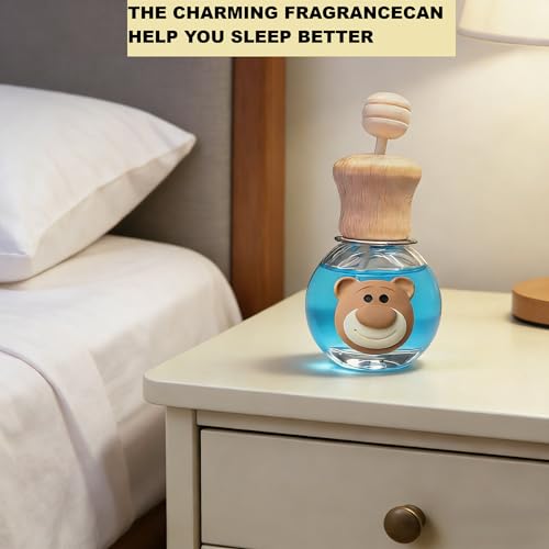2 Pack Car Air Freshener Diffuser, Refillable Empty Glass Bottles with Vent Clip & Wooden Lid, Drift Car Air Freshener for Essential Oils, Long Lasting Car Scent Fresheners-A1 - size: Bear-A1 - 2PCS