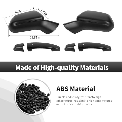 CheroCar Compatible with Camaro Exterior Door Handle Cover Handle Trim Decor Exterior, Mirror Shell Accessories Compatible with 2016-2025 Chevrolet Camaro, Black