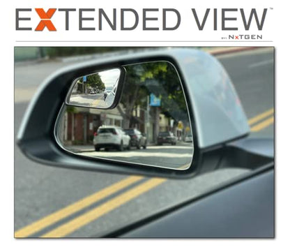 Blind Spot Mirrors - Compatible with Tesla Model 3 - Extended View - Custom Contoured - Convex - Black - Set of 2-2 Piece Set (Left & Right) - size: Model 3