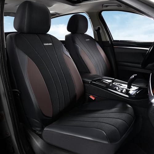 Coverado Car Seat Covers Front Seats, Luxury Seat Covers Full Set, Mesh Breathable Seat Protectors, 2 Seats Driver Seat Covers, Universal Fit for SUV, Sedan, Truck - color: B-Coffee&Black, size: FrontPair