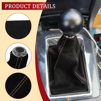 Car Shift Boot Cover, Stick Shift Cover, Suede Leather Manual Automatic Car Shifter Lever Knob Dust Protector, Dustproof Gear Shift Protection Sleeve Gaiter for Sedan Truck (Black Pink) - color: Black Pink
