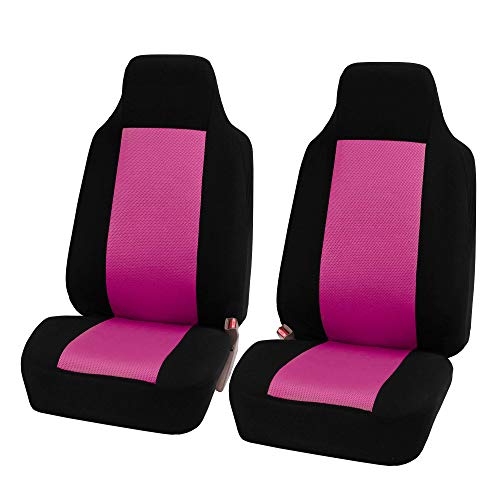 FH Group 3D Air Mesh Car Seat Covers Front Set – Universal Fit Automotive Seat Protectors, Washable Low Back Bucket Seat Covers for SUV, Sedan, Car Accessories, Pink/Black - color: Pink, size: Front Set