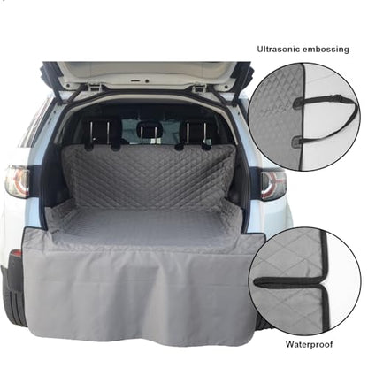 SUV Cargo Liner for Dog Heavy Duty Polyester Pet Trunk Cargo Cover Dog Car Seat Cover Mat Non-Slip Backing & Adjustbale Strong Buckle Universal Fit (Gray) - color: Gray