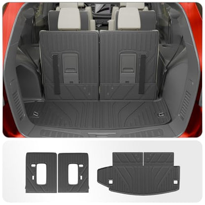 Cargo Mat Compatible with 2016-2025 2026 Dodge Durango Trunk Liner for 6&7 Seats Cargo Area Protection All Weather Back Seat Cover 2024 Durango Accessories (3rd Row Backrest Mats+Trunk Mats) - style: For Dodge Durango | 2016-2026