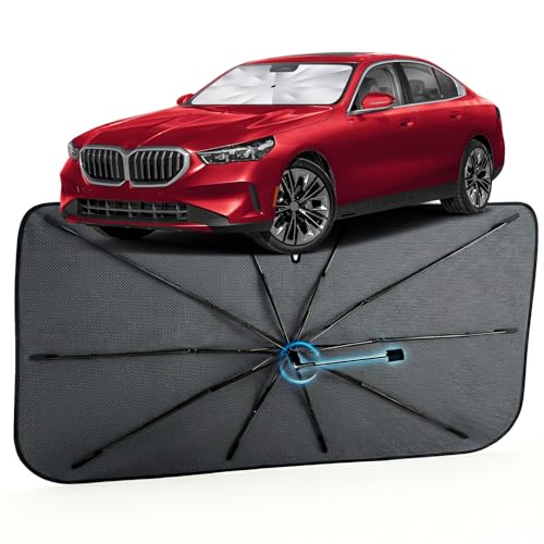 Car Windshield Sun Shade for BMW 5 Series 2018-2026 –[Reflective Coated Fabric] Sunshade Umbrella for Front Window, Car Shades Sun Visor Keep Car Cool and Protects Interior, 1:1 Exact Fit - size: For BMW 5 Series 2018-2026
