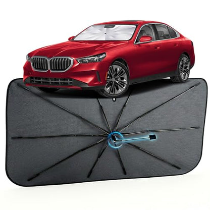 Car Windshield Sun Shade for BMW 5 Series 2018-2026 –[Reflective Coated Fabric] Sunshade Umbrella for Front Window, Car Shades Sun Visor Keep Car Cool and Protects Interior, 1:1 Exact Fit - size: For BMW 5 Series 2018-2026