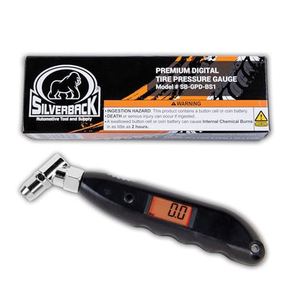 Silverback Digital Tire Pressure Gauge, 0-150 PSI. Tire Pressure Gauge for Car, Truck, Motorcycle, RV's, ATV's, Dirt Bikes, Lawn Tractor & Bicycle Tires. Backlit LCD Screen with 4 Unit Measurements.