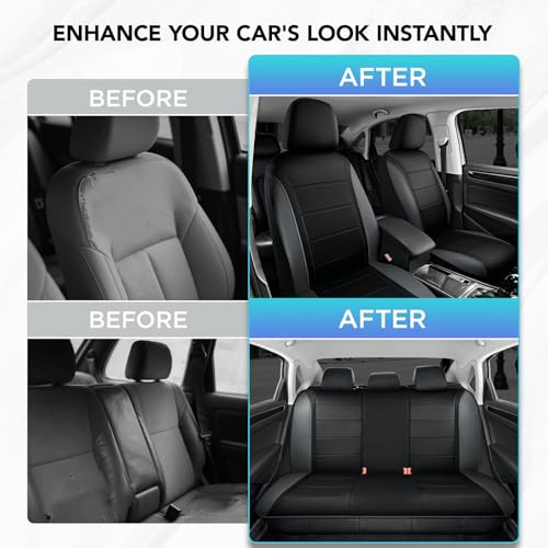 Road Comforts Leather Seat Covers, Breathable Car Seat Covers Full Set for Men,Airbag Compatible, Automotive Seat Covers Set Universal Fit Most Cars,Vans,Truck,SUV - color: Gray Full Set