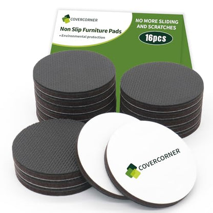 Non Slip Furniture Pads 16 PCS 3'' Round - Anti Slip Furniture Pads - Self Adhesive Rubber Feet Furniture Feet - Chair Leg Floor Protectors - Keep Furniture in Place - size: Round 3 inch 16PACK