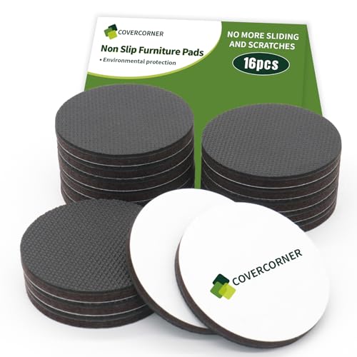 Non Slip Furniture Pads 16 PCS 3'' Round - Anti Slip Furniture Pads - Self Adhesive Rubber Feet Furniture Feet - Chair Leg Floor Protectors - Keep Furniture in Place - size: Round 3 inch 16PACK