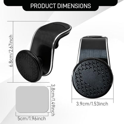 Strong Magnetic Car Phone Holder, Car Phone Mount Holder, 360° Rotatable L-Shape Air Vent/Dashboard Mount, Adjustable Air Vent Navigation Magnetic Smartphone Bracket for Auto SUV (Black) - color: Black