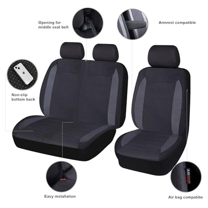 Flying Banner AquaShield car seat Covers Set Waterproof Water Resistant arm Rest Shoulder Seatbelt Compatible Truck Protectors Universal Non Slip (Solid Black, 1 Driver + 2 Passanger) - color: Solid Black, size: 1 Driver + 2 Passenger