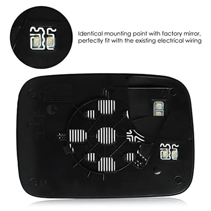 Driver Left Side Mirror Blind Spot Convex Heated Mirror Glass with Rear Holder Fit for 2005-2009 Dodge Ram 1500 2500 3500, Replacement for 5161011AA 5191035AA CH1324121 - size: Left Side