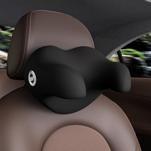 SPRFUFLY U-Shaped Car Headrest Pillow for Sleeping, 100% Memory Foam Car Pillow with Breathable Removable Cover, Ergonomic Design - Ideal Car Companion for Naps & Neck Pain Relief (Black, 1PC) - color: Pack of 1/Black/U-shaped