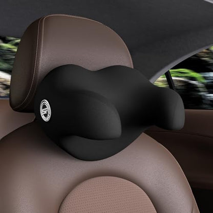 SPRFUFLY U-Shaped Car Headrest Pillow for Sleeping, 100% Memory Foam Car Pillow with Breathable Removable Cover, Ergonomic Design - Ideal Car Companion for Naps & Neck Pain Relief (Black, 1PC) - color: Pack of 1/Black/U-shaped