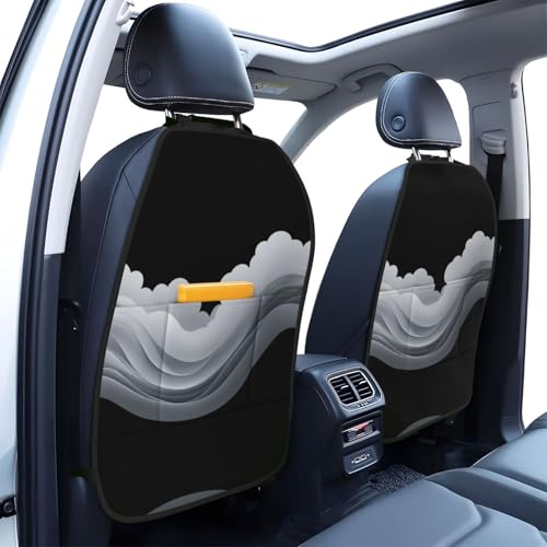 Ink waves Prints 2-Pack Car Backseat Organizer Universal Fit Kick Mats Protector - Heavy Duty Waterproof & Stain Resistant Storage Accessories