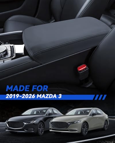 Mazda 3 Armrest Cover for 2019-2024 2025 2026 Mazda 3 Accessories Center Console Middle Lid Pad Protector for Car Elbow Rest - size: For 2019-2026 Mazda 3