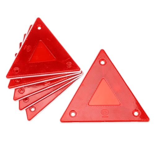 6 Pcs Red Safety Reflector Warning Sign, 6"x6" Slow Moving Vehicle Triangle Sign, Safety Triangles Dot Approved Road Outdoor Use for Outdoor Truck, Car, Golf Cart