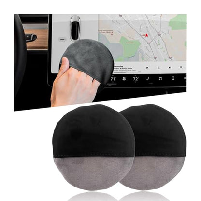 Ohleats Car Screen Cleaner, 4.33"×4.33" Microfiber Auto Screen Cleaning Pad, Foldable Touch Screen Cleaner Cloth for Vehicle Dashboard LCD Display, Interior Car Accessories (Round, 2PCS) - color: Round,2Pcs