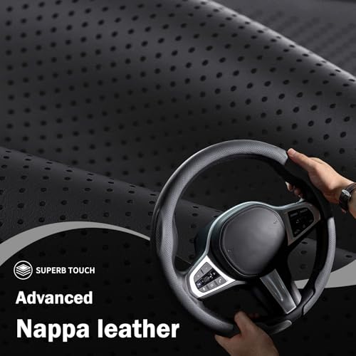 Steering Wheel Cover Thin Car Steering Wheel Accessories Universal Snap On Protector, Black - color: Black Perforated