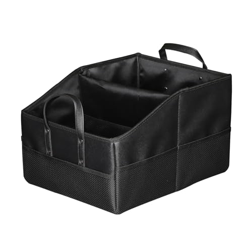 yicheyiyou Collapsible Car Seat Organizer with 9 Compartments - Dividable Partitions, Mesh Pockets, Folds Flat Front/Back Seat & Floor Storage for SUV/Truck Travel (Black) - color: Black