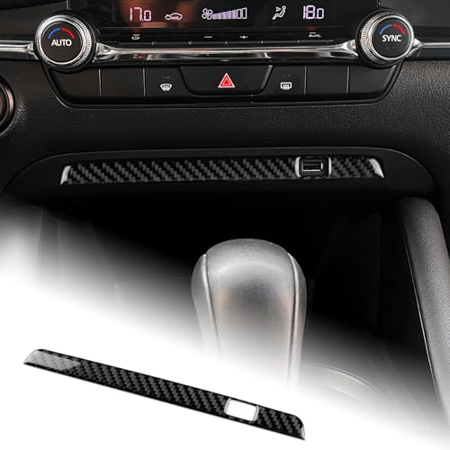 AIRSPEED Carbon Fiber for Mazda 3 Axela 2019-2025 Center Console USB Hole Frame Panel Cover Interior Trim Accessory, Black - color: USB Hole Frame