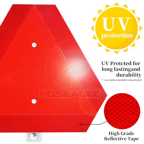 Aluminium Slow Moving Vehicle Bracket with Slow Moving Vehicle Sign for Golf Cart, Club Cars, Tractors, and any Utility Vehicles(1x Slow Moving Vehicle Triangle+1x Sign Mounting Bracket) - color: A08 1xSMV Bracket with Aluminum Sign and Toos