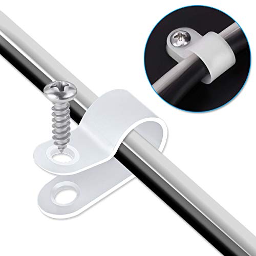 LOKMAN 50 Pack 1/4 Inch Rope Light P-Style Mounting Clips with Compatible Stainless Steel Pan Head Phillips Screws - size: 1/4 50+50