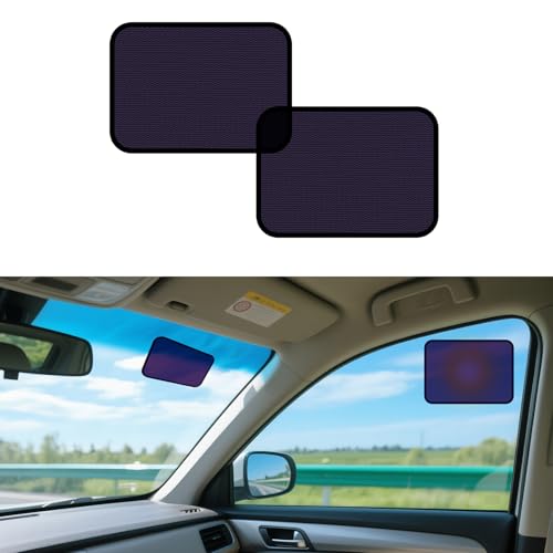 XCBYT Square Car Window Shades for Side & Windshield - 2 Pack Static Cling Driver Side Window Sun Shade, Glare Blocker Car Sun Shade with Durable Mesh & Dark PVC Film, Universal Fit (9.84" x 7.09") - color: 2 Semi-Transparent, size: 9.84" x 7.09"