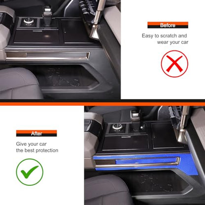for Hummer EV Accessories Car Center Console Gear Shift Panel Cover Trim Real Carbon Fiber Interior Trim Cover for Hummer EV Pickup SUV 2024 2025 4PCS (Blue)