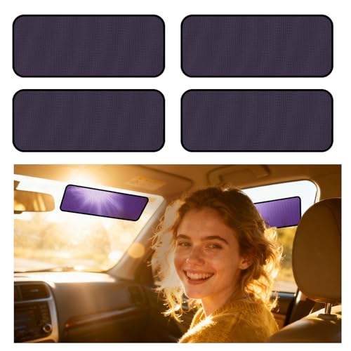 XCBYT Square Car Window Shades - 4 Pack Static Cling Sun & Glare Blocker, Removable Semi-Transparent Window Tint for Windshield, Side & Rear Windows, Long Size 15.75" x 7.09" - color: 4*Semi-Transparent, size: 15.75" x 7.09"