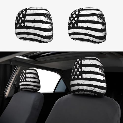 USA Flag Car Headrest Cover 2pcs Seat Head Rest Cushion Case Protectors Patriot American Flags Auto Interior Seat Decoration for Sedans SUV Vans Trucks - color: Flags