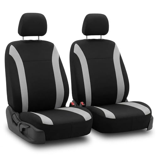 FH Group Car Seat Covers Cosmopolitan Flat Cloth Car Seat Covers Front Seats Only Gray Automotive Seat Covers, Airbag Compatible Universal Fit Interior Accessories Cars Trucks SUV Car Accessories - color: GRAY, size: FRONTSET