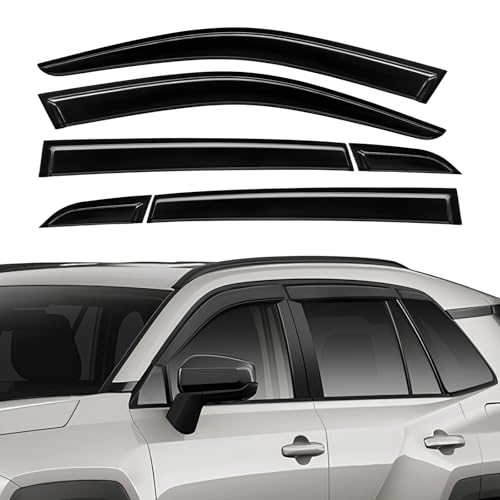 Rain Guards Compatible with Toyota RAV4 2026 2027, Tape-on Durable Side Sun Wind Window Deflectors, 2026-2027 RAV4 Rain Guard Black 6 PCS - size: Fit for Toyota Rav4 2026-2027
