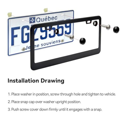 Ohuhu License Plate Frame with Screw Caps: 2Pcs Licenses Plates Frames Car Licenses Plate Covers Holders for US Vehicles (Black - 2 Holes) - style: Black - 2 Holes