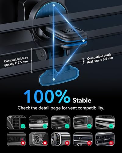 ESR for 15W MagSafe Car Mount Charger, MagSafe Car Charger, Air Vent/Dashboard Magnetic Wireless Phone Holder Mount for iPhone 17e/17/16/15/14/13/12, Galaxy S26/S25, Pixel 10, Fast Charging