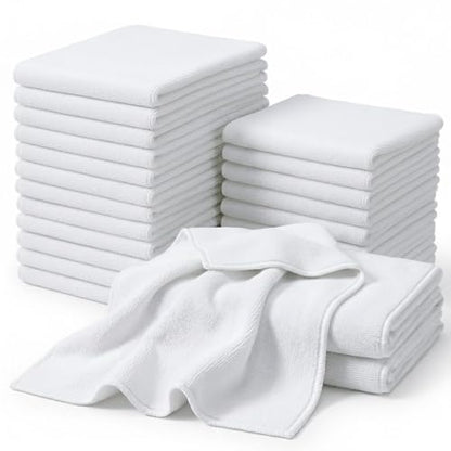 CARTMAN 14 x 14 Inch, 30 Pack, 280GSM Microfiber Cleaning Cloths, Non-Abrasive, Reusable and Washable, All Purpose Cleaning Towels for Household, Car Washing, Drying & Auto Detailing, White - size: 14"x14" 30pk white
