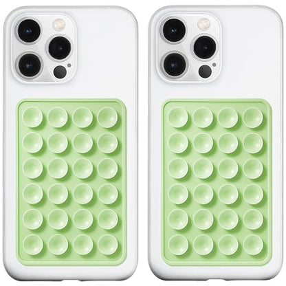 LvShuLiangPin 2 Pack Silicone Suction Phone Case Mount, Silicon Adhesive Phone Grip for Smartphones, Hands-Free Mirror Shower Phone Holder for Selfies, Tiktok Videos (Light Green) - color: Light Green