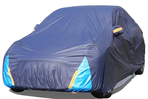 Tesla Model Y Car Cover Waterproof All Weather, 6 Layers Outdoor Full Exterior Cover Rain Sun UV Snowproof Protection with Zipper Cotton, Mirror Pocket and Charging Port - style: Model Y