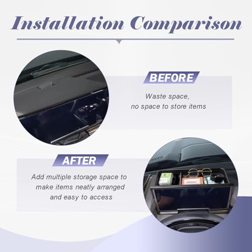 RUNROAD Dashboard Storage Organizer Tray Compatible with 2025-2022 Hummer EV Accessories, Center Console Storage Holder Behind Screen Dash Board Armrest Tray Insert Organizer (Behind The Wheel)
