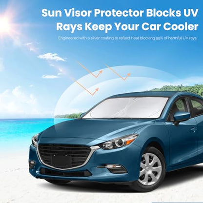 Custom Fit Mazda 3 Windshield Sunshade for Mazda 3 Accessories 2019-2024 2025 2026 Hatchback/Sedan Accessories Front Window Shades Cover for Windshield Sun Visor Protector Keep Car Cooler - size: Fit Mazda 3 19-26