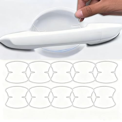 10-Pack Car Door Handle Protector Film, Clear Anti-Scratch Door Bowl Guards, Durable Waterproof & Wear-Resistant Paint Protection Stickers for Most Vehicles