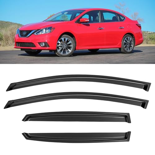 YQAUTEC Window Visors Rain Guards Shield for 2013-2019 Nissan Sentra, Window Wind Deflectors Vent Shades for 13-19 Sentra - size: Y284NS
