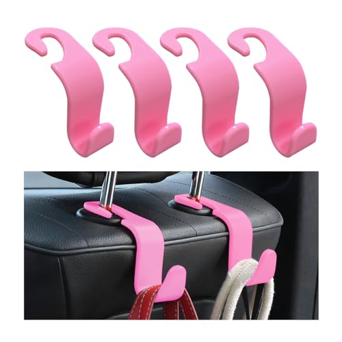 povtii 4PCS Car Seat Headrest Hook, Auto Back Seat Hanging Storage Organizer, Vehicle Seatback Hanger Holder for Purse Handbag Coat Umbrella, Universal Interior Car Accessories (Dark Pink) - color: Dark Pink