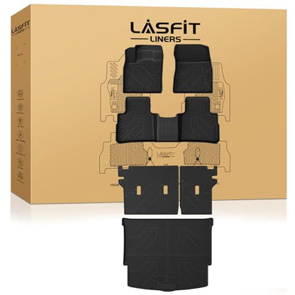 LASFIT Floor Mats & Backrest Mats & Cargo Mat for Nissan Rogue 2026 2025 2024 2023 2022 2021 (Not Fit Rogue Sport), All Weather TPE Custom Fit Floor Liners Car Mats Accessoires, Black - size: 1)For Nissan Rogue | 2021-2026 | Full